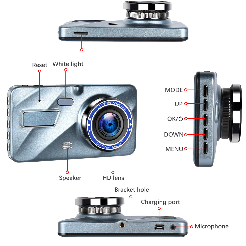 VigiCam TouchPro 4" — Dashcam Écran Tactile Double Objectif Full HD