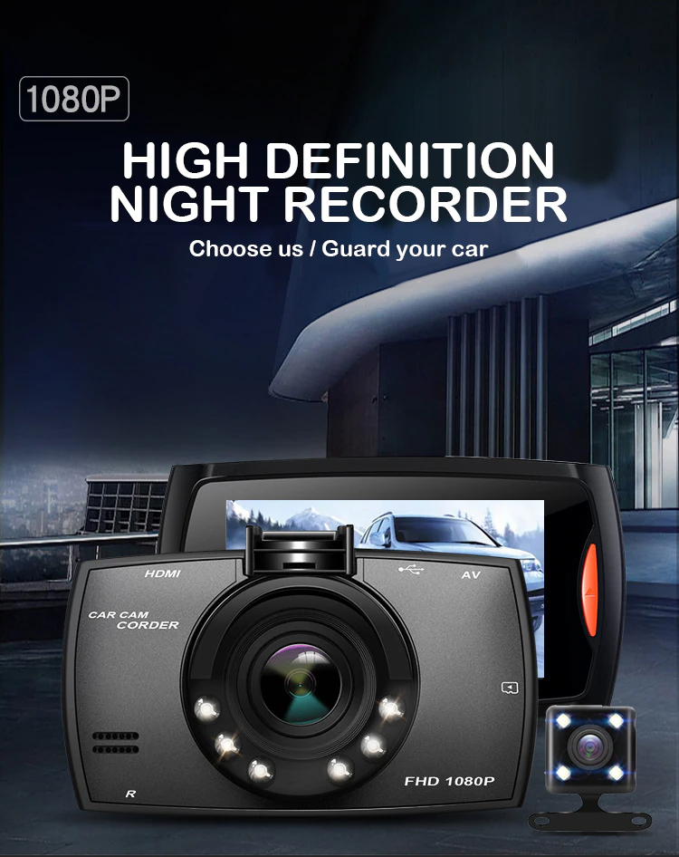 VigiCam NightGuard 2.7" — Dashcam Vision Nocturne Full HD Avant/Arrière