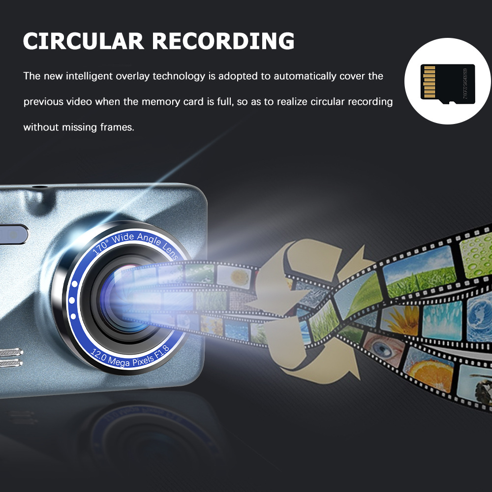 VigiCam TouchPro 4" — Dashcam Écran Tactile Double Objectif Full HD