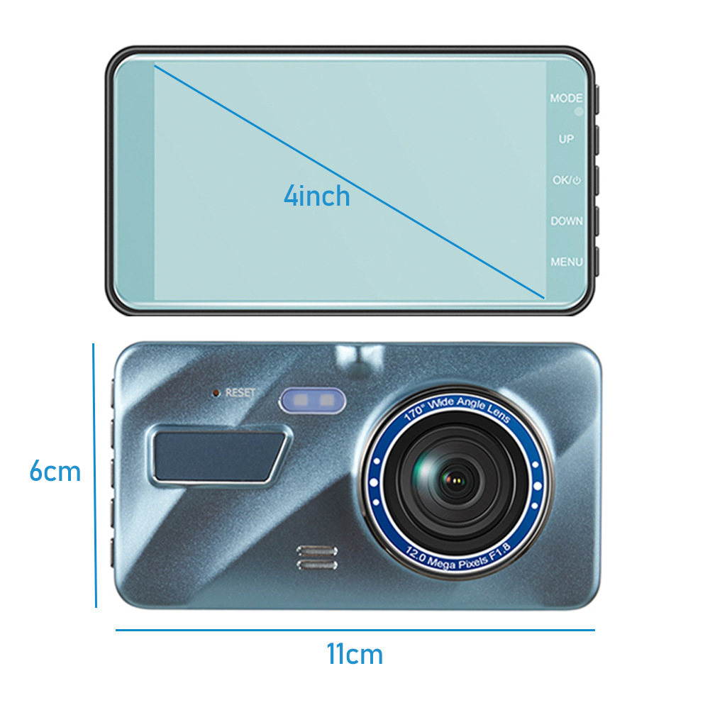 VigiCam TouchPro 4" — Dashcam Écran Tactile Double Objectif Full HD