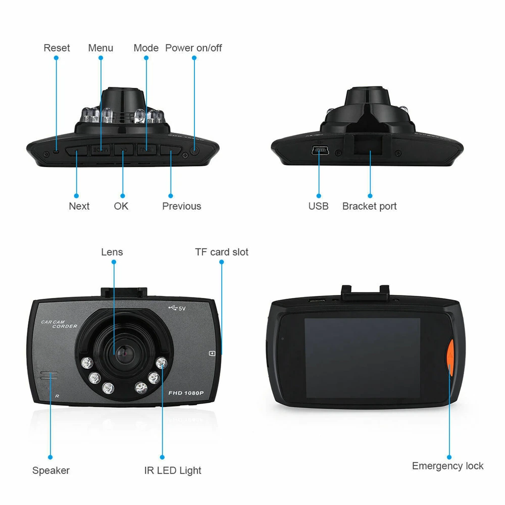 VigiCam NightGuard 2.7" — Dashcam Vision Nocturne Full HD Avant/Arrière