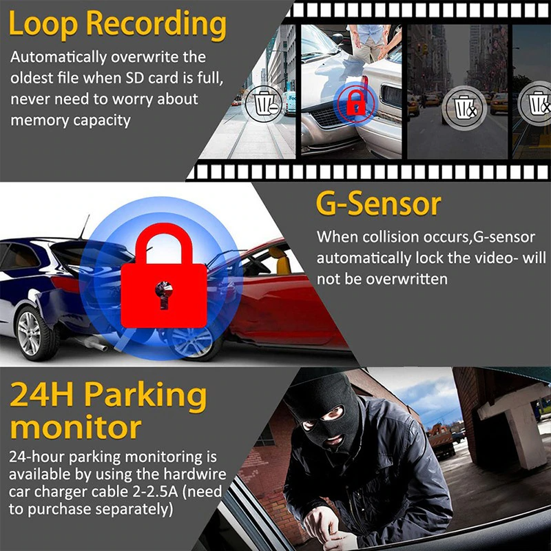 VigiCam SmartAngle 170° — Dashcam WiFi Grand Angle avec Détecteur de Choc