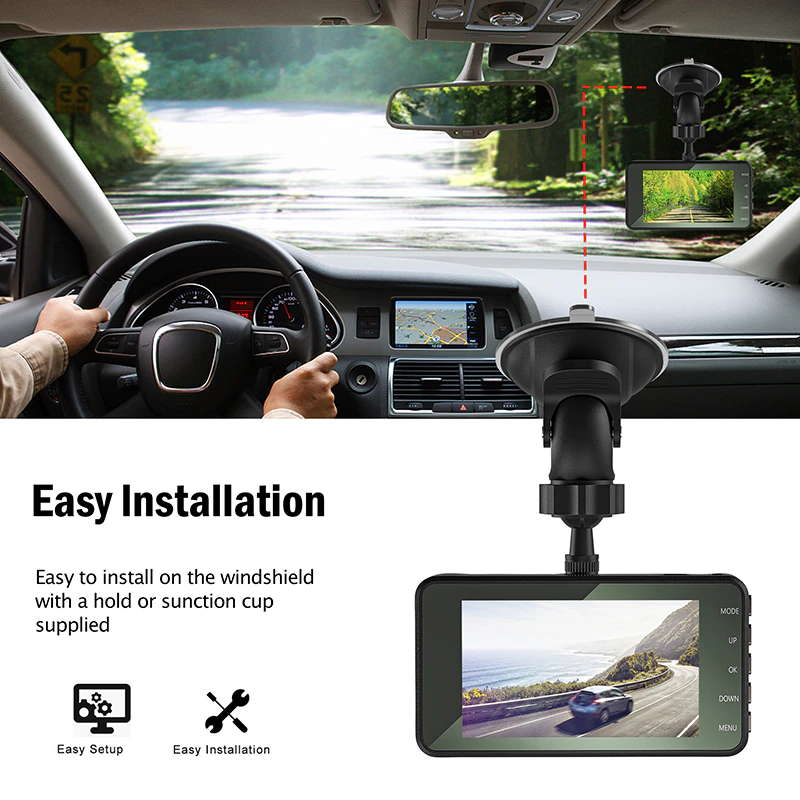 VigiCam TouchPro 4" — Dashcam Écran Tactile Double Objectif Full HD