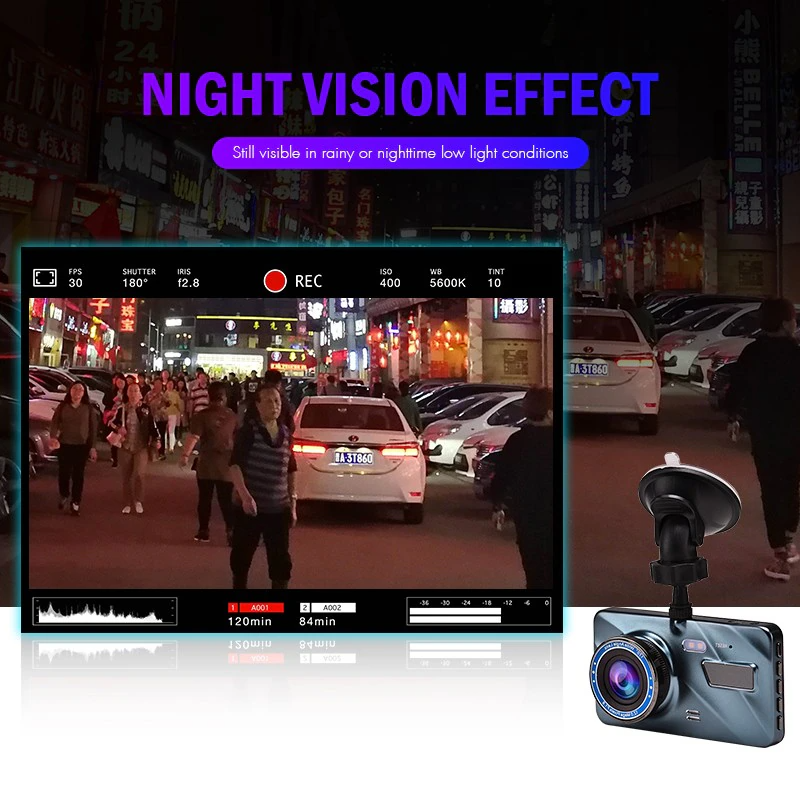 VigiCam TouchPro 4" — Dashcam Écran Tactile Double Objectif Full HD