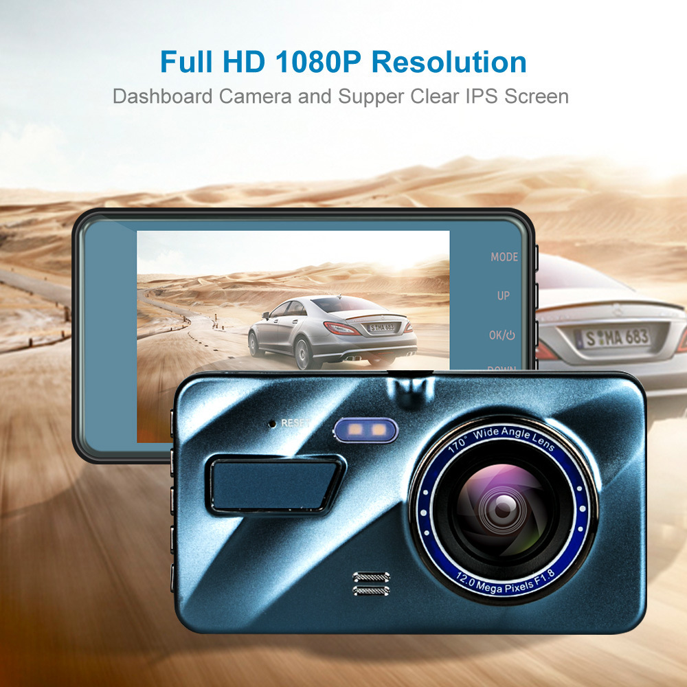VigiCam TouchPro 4" — Dashcam Écran Tactile Double Objectif Full HD