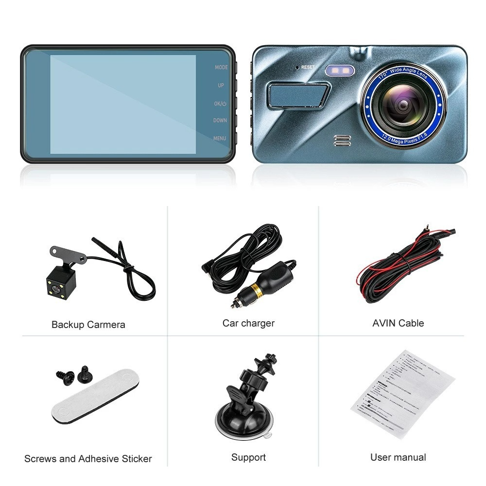 VigiCam TouchPro 4" — Dashcam Écran Tactile Double Objectif Full HD